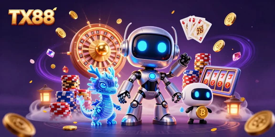 Engage with the thrilling casino experience at TX88 featuring vibrant characters and dynamic gaming elements.