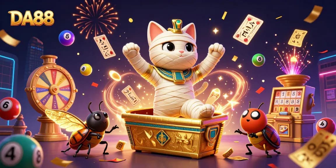 Experience the excitement of DA88 with animated casino elements and characters bursting with vibrancy.