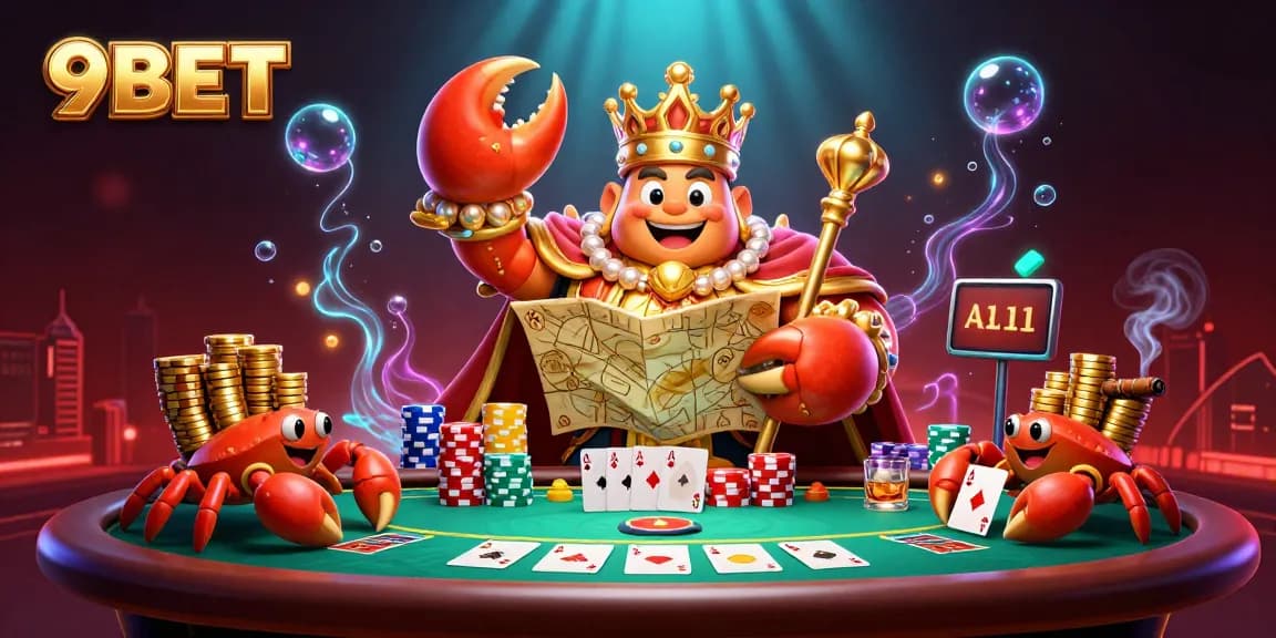 Experience thrilling gaming at 9BET with lively poker action and vibrant casino elements.