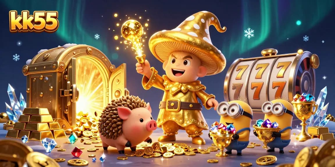 kk55 players explore a magical casino realm filled with treasures and exciting slot elements.