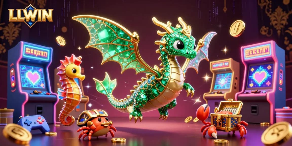 Experience thrilling gameplay with LLWIN's vibrant casino scene featuring a majestic sea dragon and dynamic game elements.