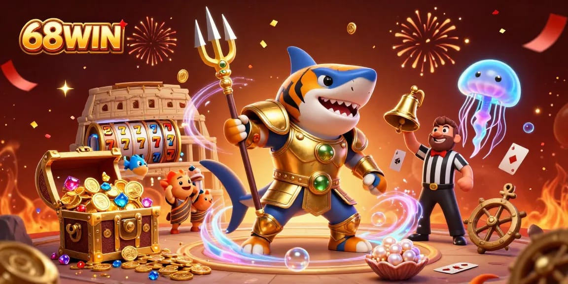 Experience the thrill of 68WIN with an epic underwater casino adventure featuring vibrant characters and engaging game elements.