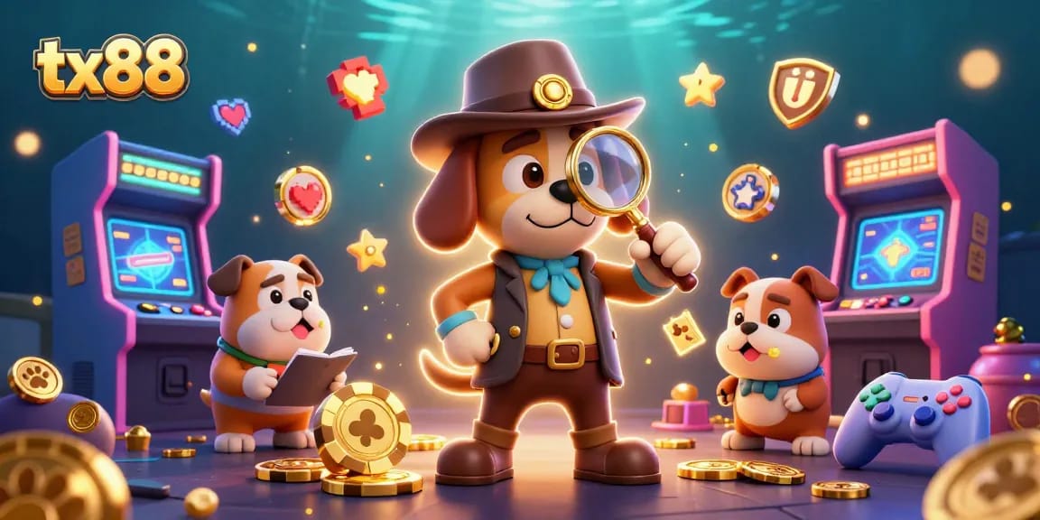 Experience the excitement of tx88 with a vibrant 3D illustration showcasing casino-themed characters and dynamic game elements.