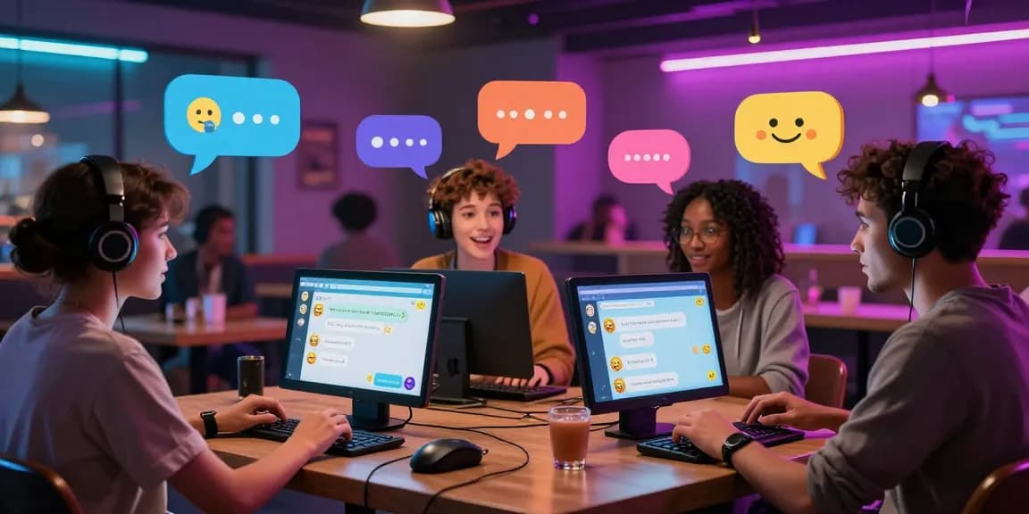 Dynamic NSFW AI chat scene showcasing engaging digital interactions with colorful avatars.