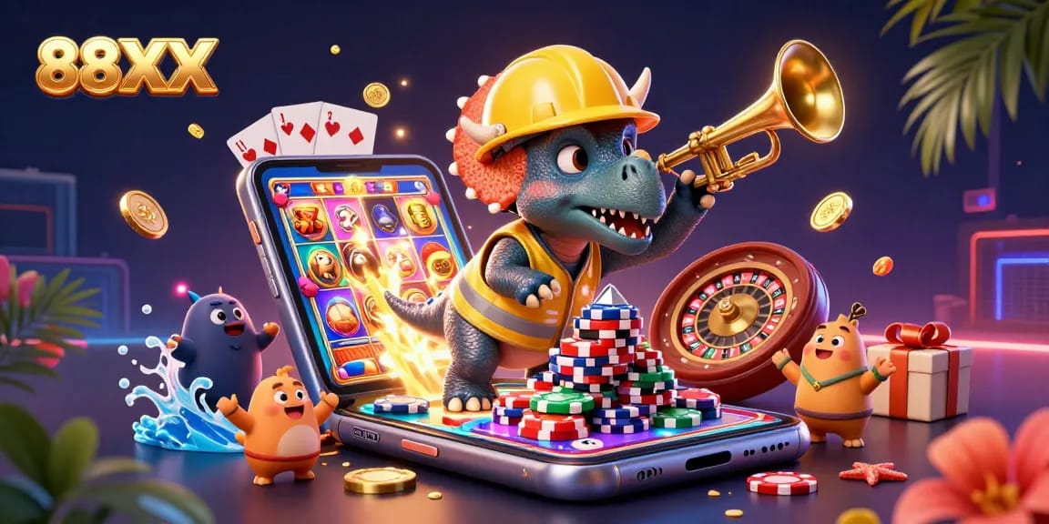 Engage in thrilling gameplay at 88XX casino with vibrant characters and dynamic slots.
