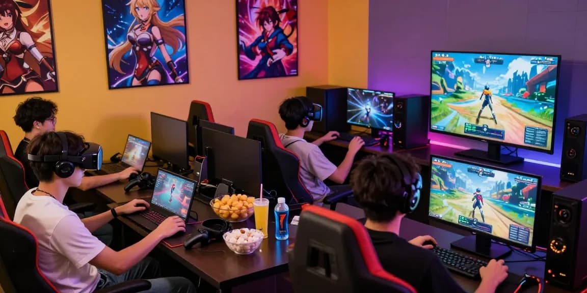 Engaged players experiencing a thrilling hentai game in a vibrant gaming room.