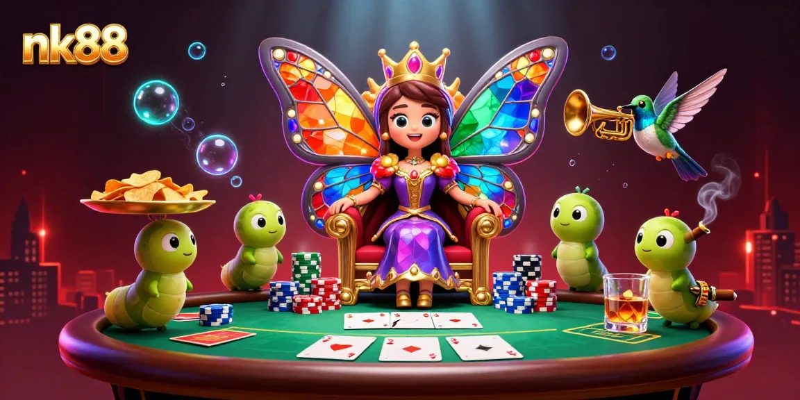 Experience the thrill of nk88 as colorful characters engage in high-stakes poker with dynamic casino elements.