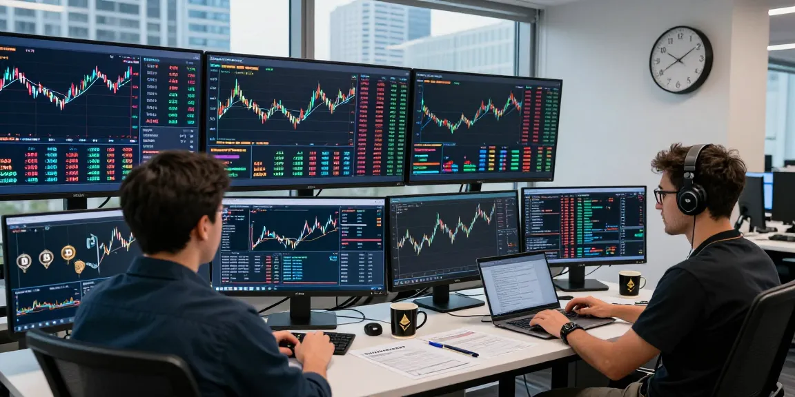 Kinetic KHype trading scene with traders analyzing market data in a modern finance workspace.
