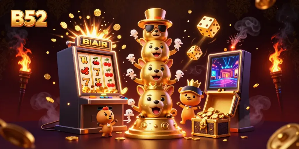 B52 game illustration showcasing the dynamic atmosphere of online gambling with vibrant elements.