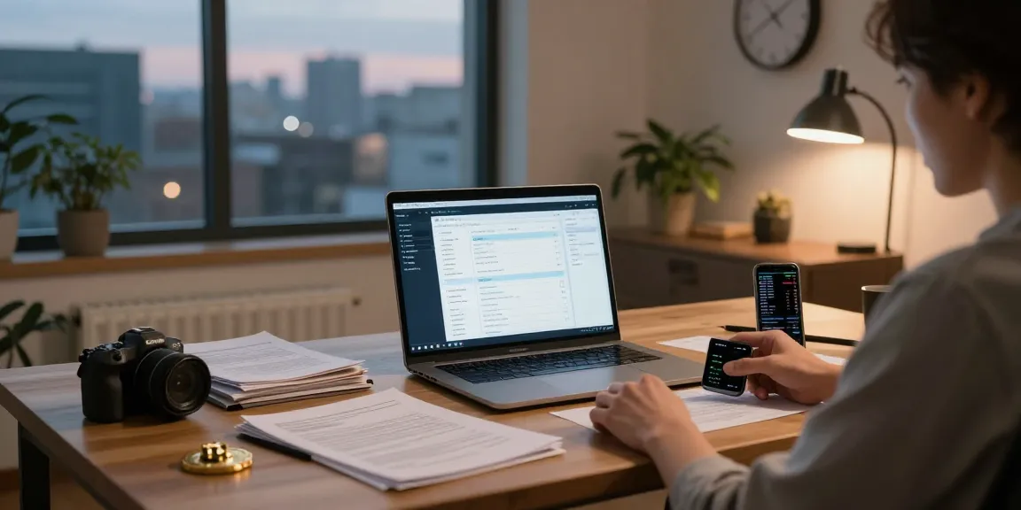 Cryptocurrency recovery workspace with forensic analysis software and structured documentation aiding fund retrieval for traders and investors.