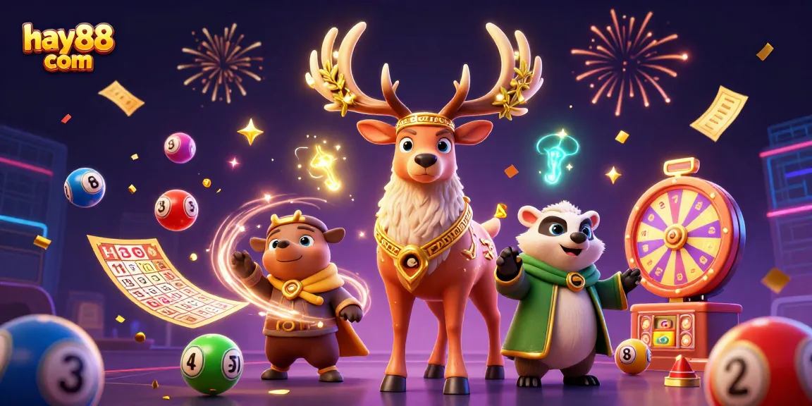 Win big with hay88 com at this vibrant lottery-themed digital illustration!