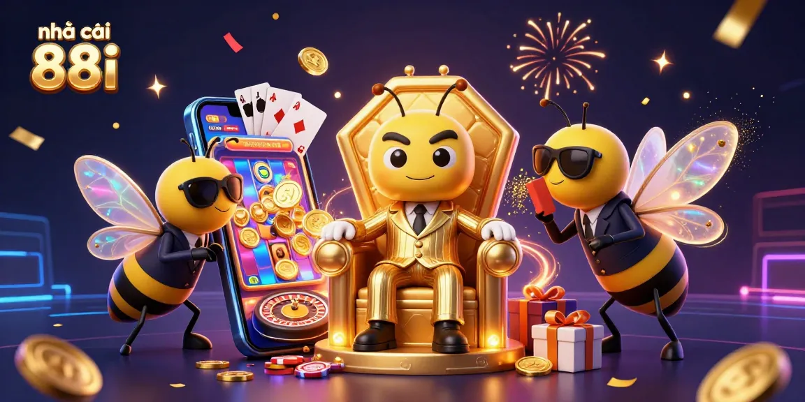 Experience exciting gameplay with nhà cái 88i as a charming bumblebee mob boss oversees a vibrant casino scene.