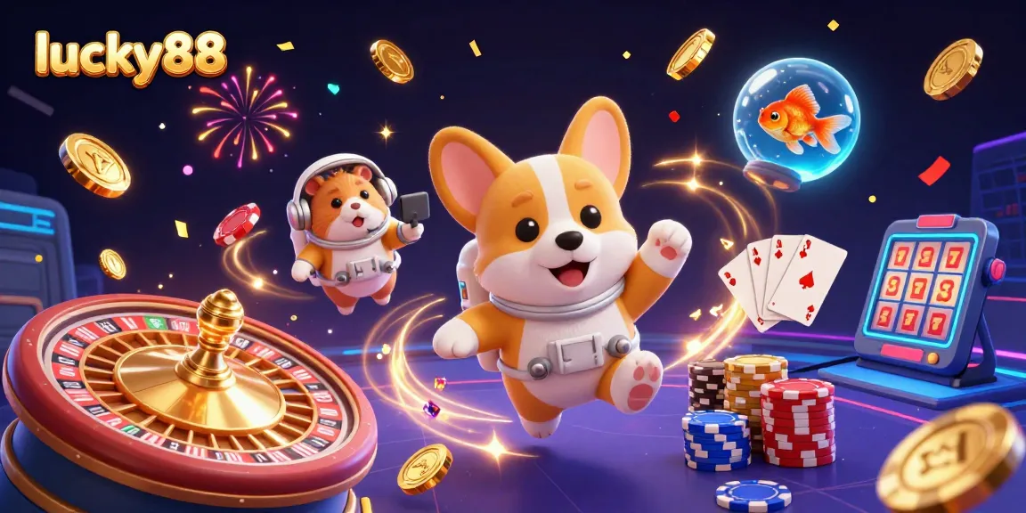 Engage with lucky88's thrilling casino experience while floating in a vibrant space-themed game.