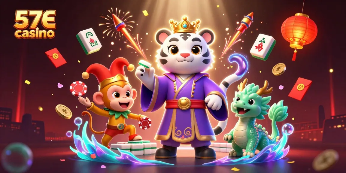 Engage with the vibrant 57E casino scene featuring unique characters and dynamic game elements.