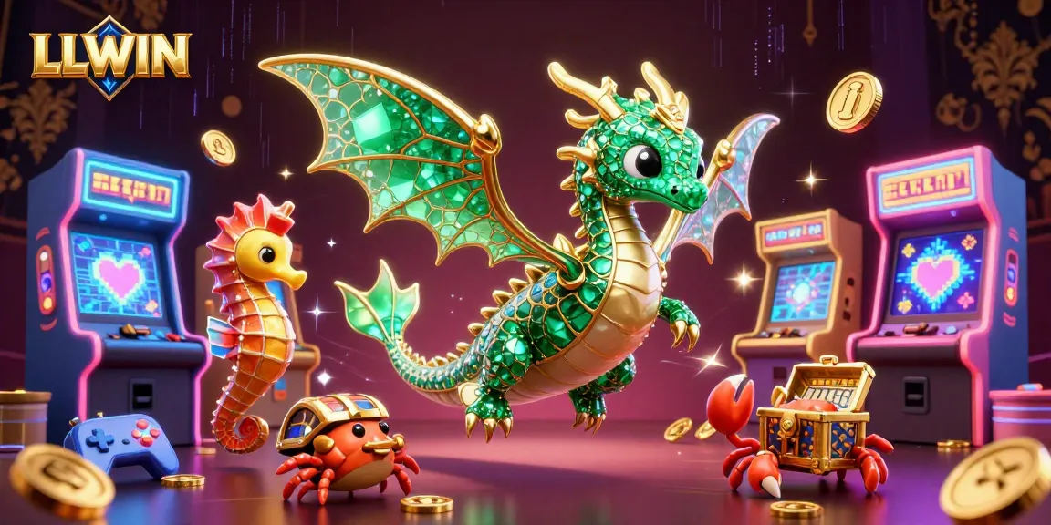 Experience thrilling gameplay with LLWIN's vibrant casino scene featuring a majestic sea dragon and dynamic game elements.