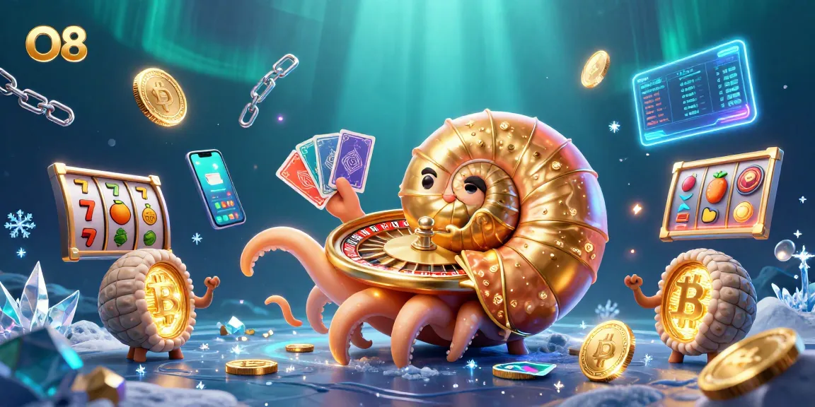 Experience the thrill of O8 with a dazzling underwater casino scene featuring vibrant game elements and characters.