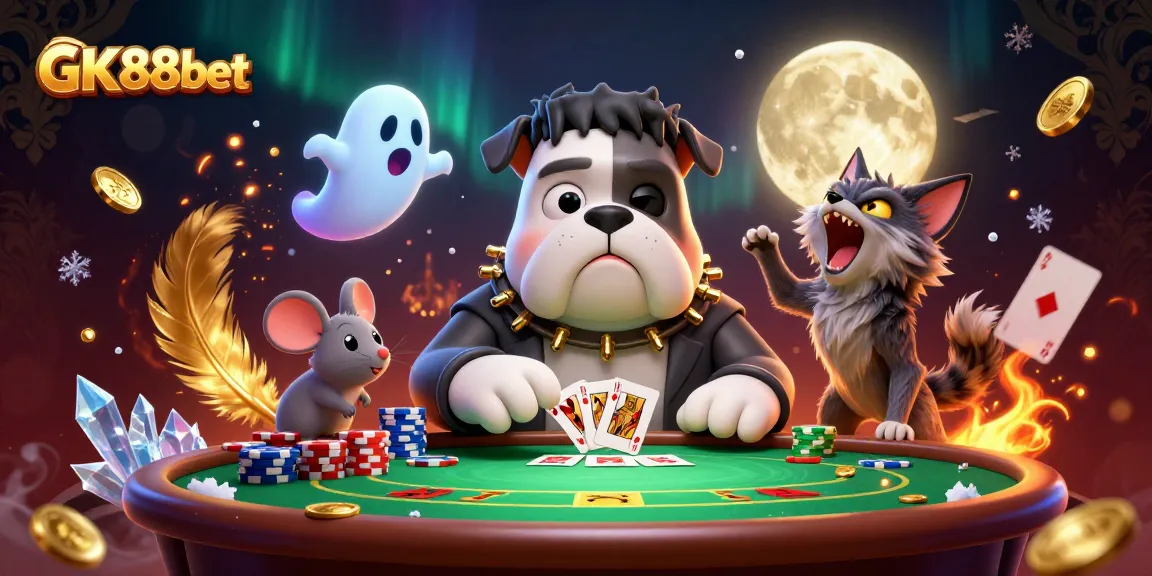 Experience excitement at GK88bet with a lively poker scene featuring fantasy characters and vibrant elements.