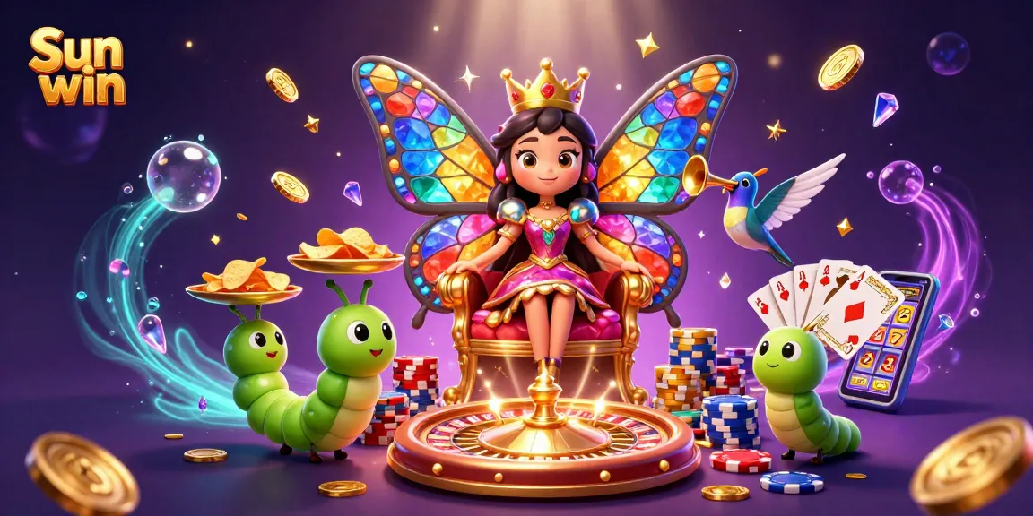 Win big at Sun win with a vibrant 3D casino scene featuring exciting games and characters.