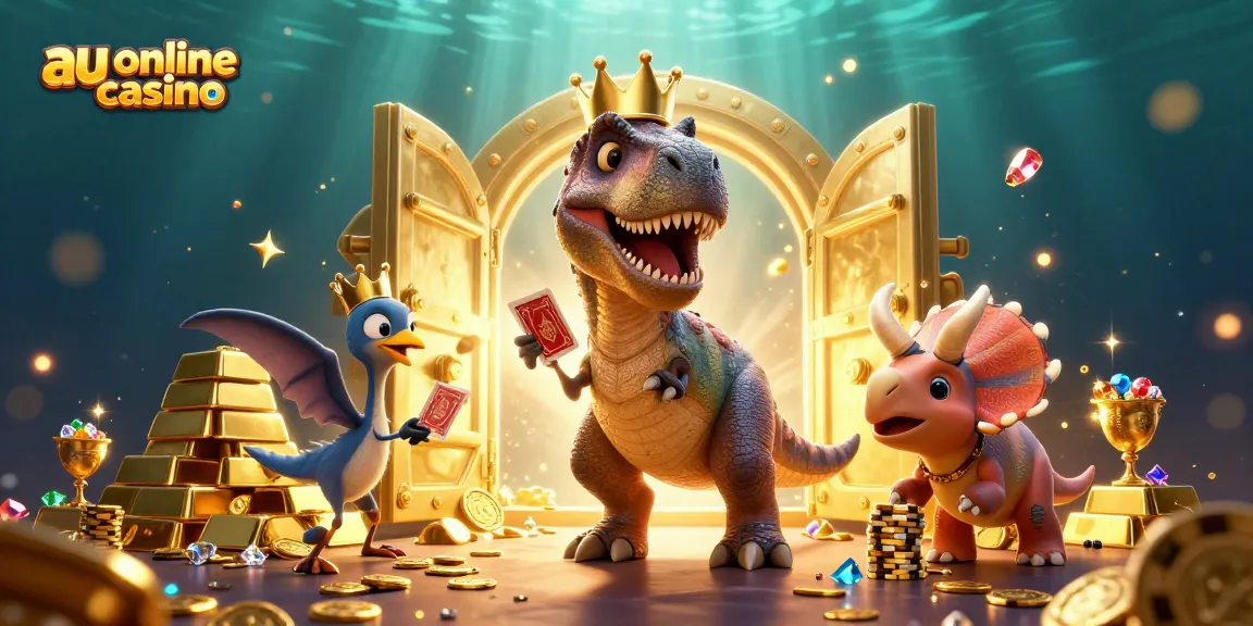 Engage with the exciting world of au online casino featuring animated dinosaur characters.